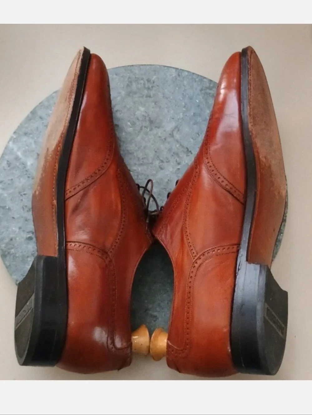 Florsheim Brown Leather Men's Wingtip Oxfords 10.5 D Cognac